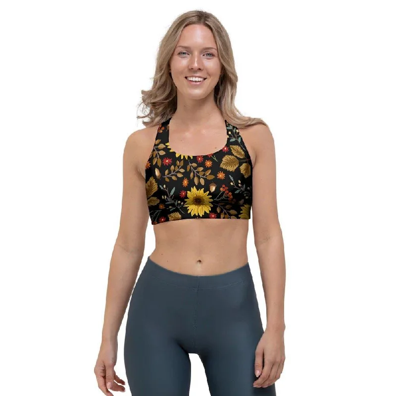 Autumn Sunflower Sports Bra Breathable Sports Bra