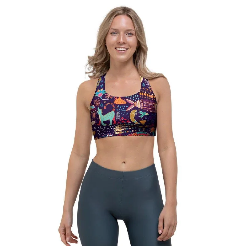 Aztec Psychedelic Trippy Sports Bra Seamless Push-Up Bra