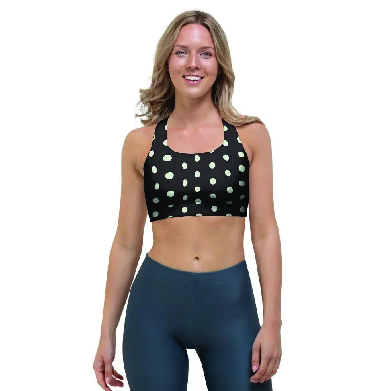 Black And White Polka Dot Sports Bra Breathable Wireless Bra