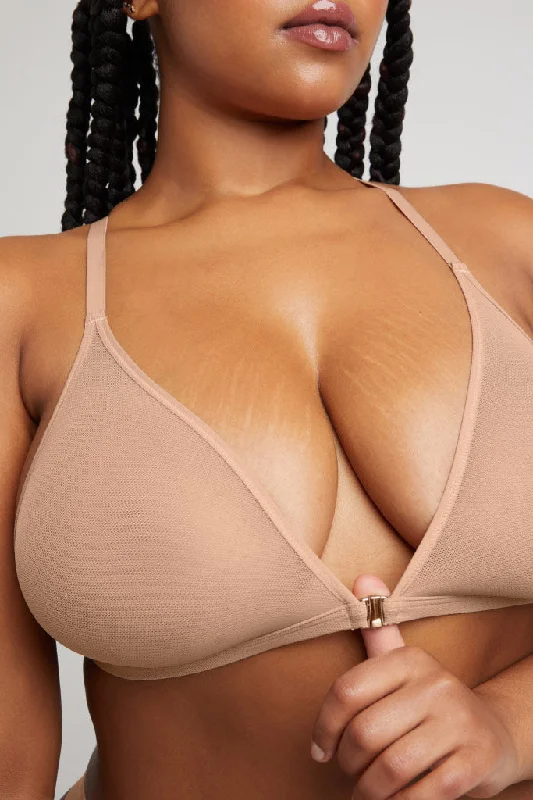 Sieve Racerback Bra in Buff Simple Wireless Bra