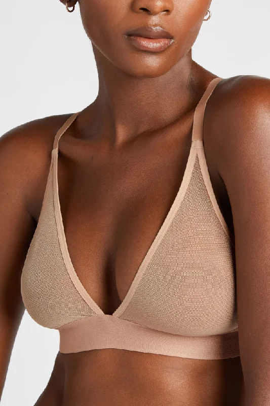 Sieve Triangle Bra in Buff High-Cut Bra Design