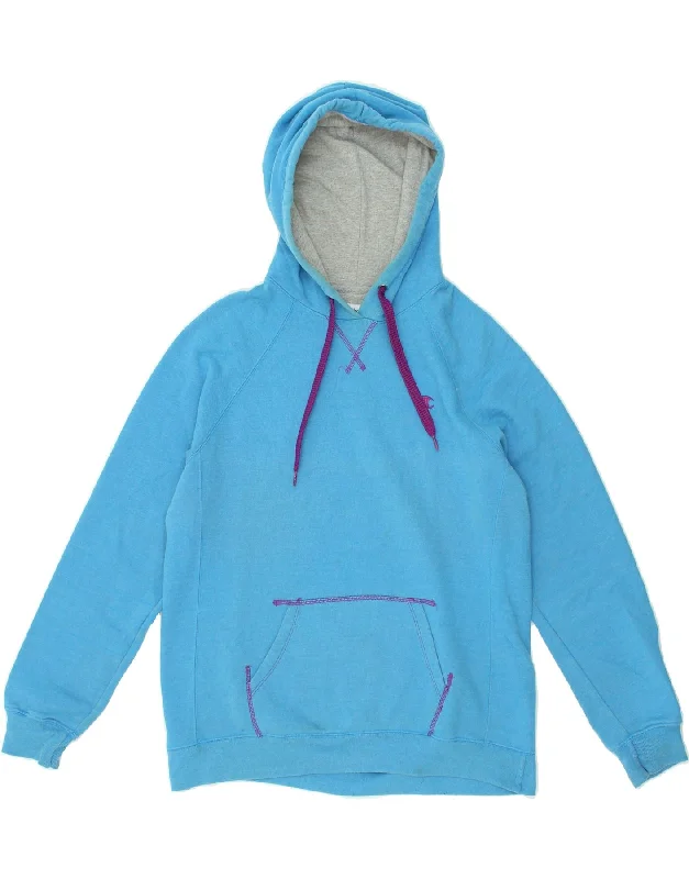 CHAMPION Womens Hoodie Jumper UK 18 XL Blue Cotton Hoodie with Hem Frayed Vintage Worn