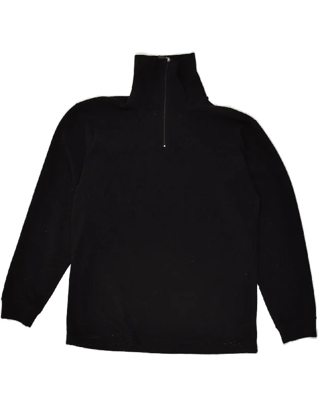 COLMAR Womens Zip Neck Sweatshirt Jumper UK 14 Medium Black Hoodie with Longline Fit Extended Stylish