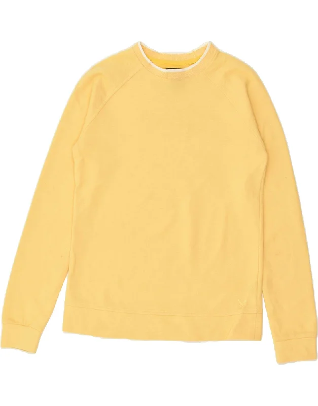 CREW CLOTHING Womens Sweatshirt Jumper UK 10 Small  Yellow Cotton Hoodie with Contrast Stitching Detailed Premium