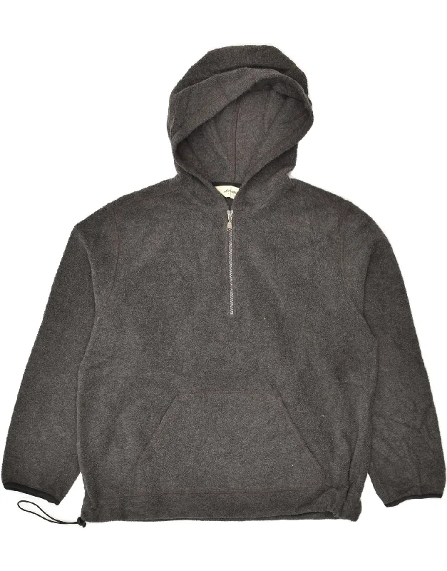 EDDIE BAUER Womens Fleece Zip Neck Hoodie Jumper UK 16 Large Grey Hoodie Crop Top Short Trendy