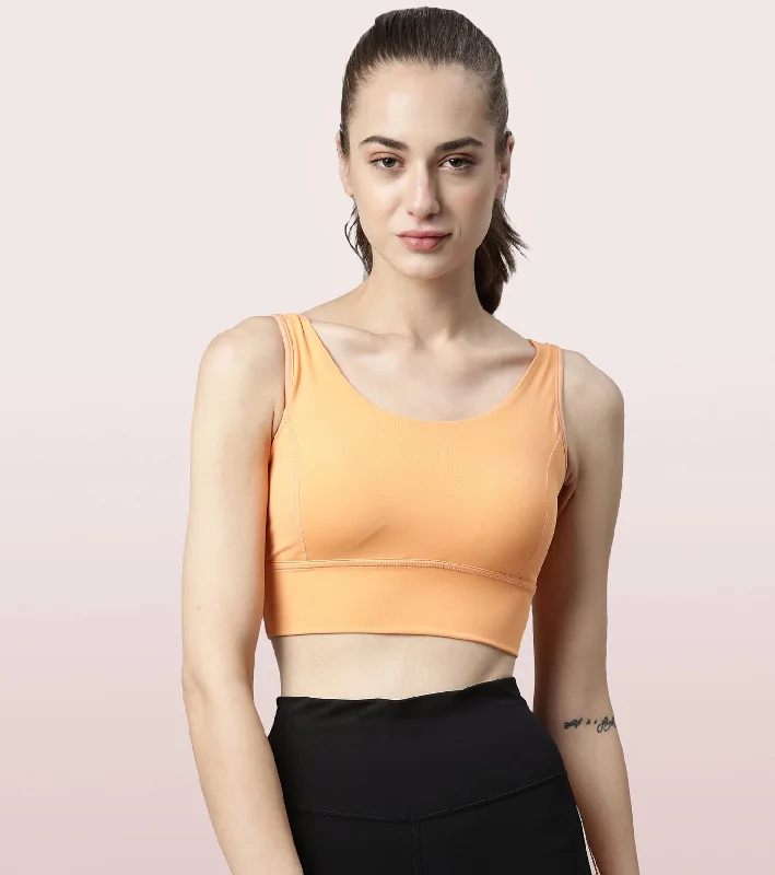 Longline Sports Bra – Solid | Scoop Neck Line High Impact Dry Fit Sports Bra Held-in Fit Versatile Bralette Set