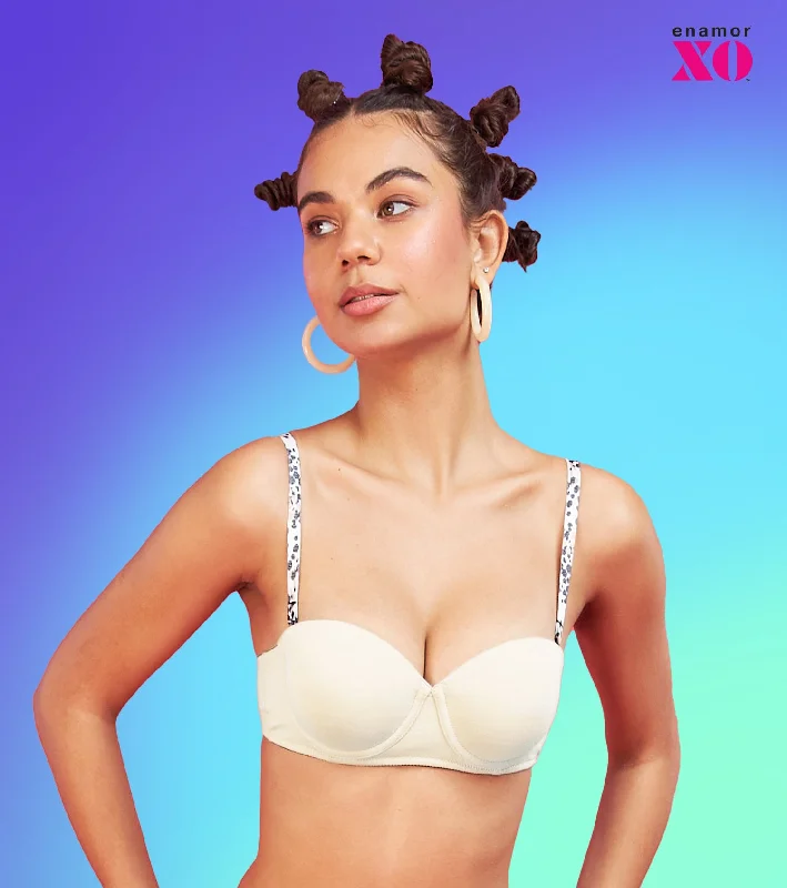 Enamor XO Toasted Almond Wired Padded Strapless Bra - Kimmie Soft Mesh Bra