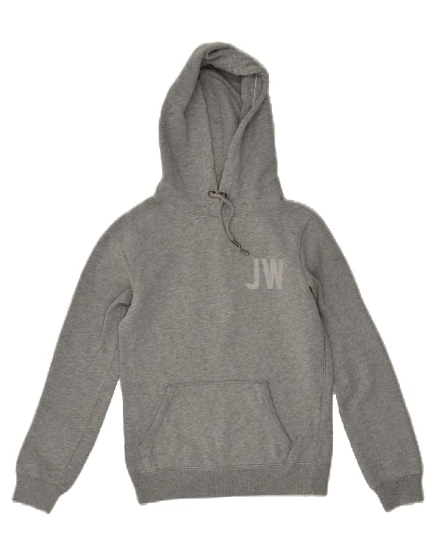 JACK WILLS Womens Graphic Hoodie Jumper UK 8 Small  Grey Cotton Hoodie with Illustration Artistic Creative