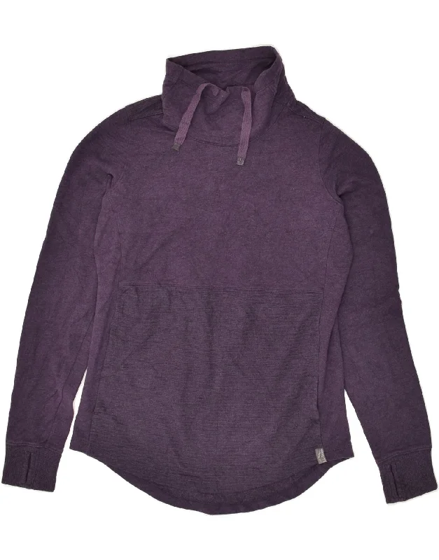 L.L.BEAN Womens Turtle Neck Sweatshirt Jumper UK 6 XS Purple Cotton Hoodie with Hem Patch Decorative Personalized