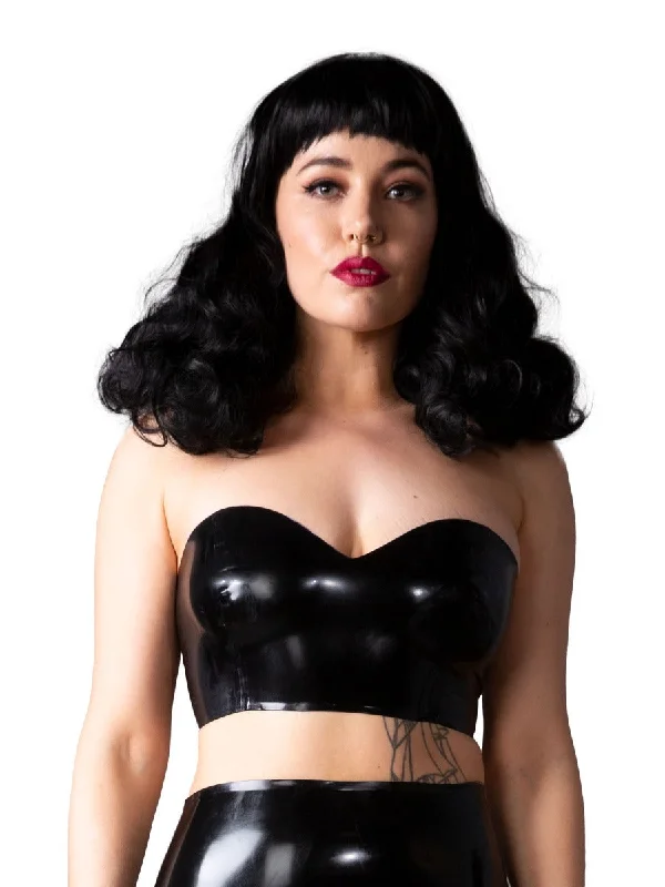 Latex Bandeau Bra in Black Comfort Fit Bralette