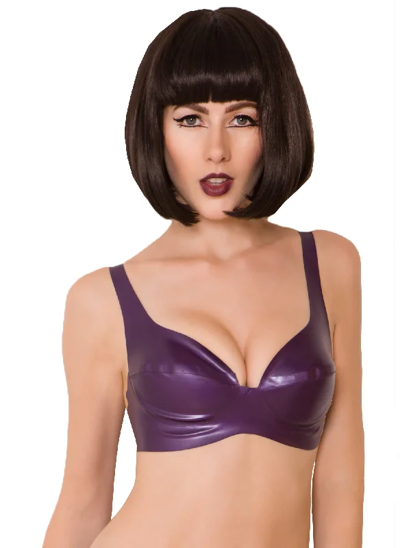 Latex Busty Bra in Purple Lacy Underwire Bra