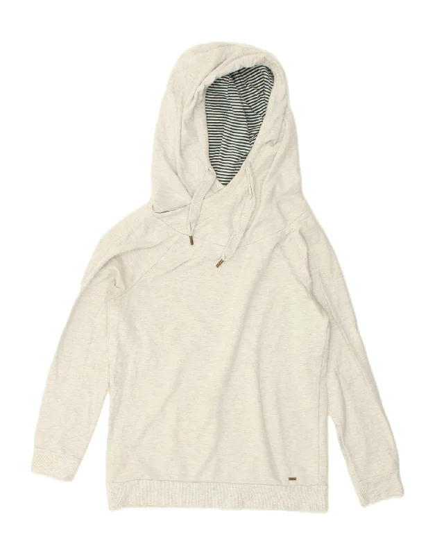 O'NEILL Womens Hoodie Jumper UK 14 Medium Grey Cotton Hoodie with Ribbed Hem Stretchable Secure