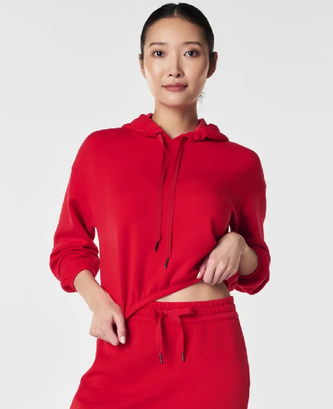 Spanx: AirEssentials Cinched Waist Hoodie in Spanx Red Hoodie with Ribbed Hem Stretchable Secure