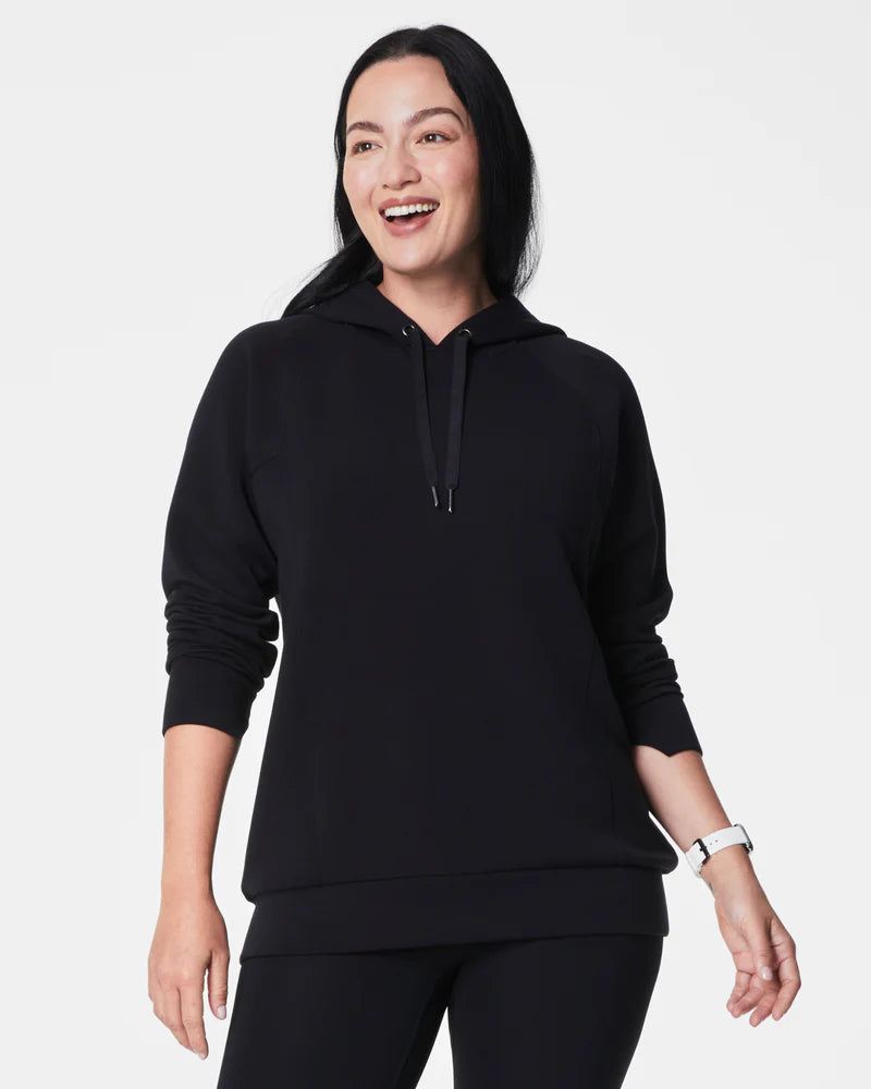 Spanx: AirEssentials Classic Hoodie in Very Black 50763R Hoodie with Embroidery Detailed Premium