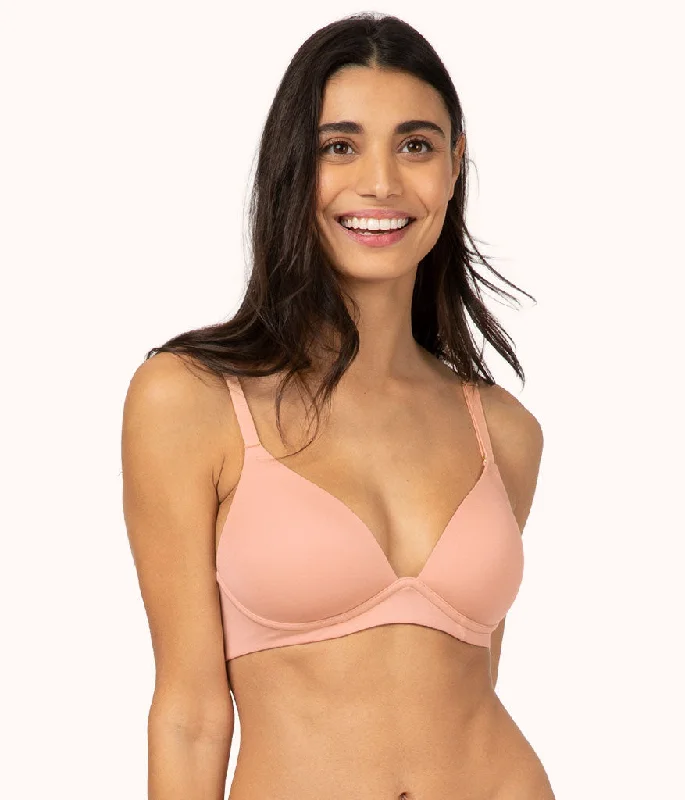 The All-Day Plunge No-Wire Bra: Shell Pink Cotton Comfort Bra