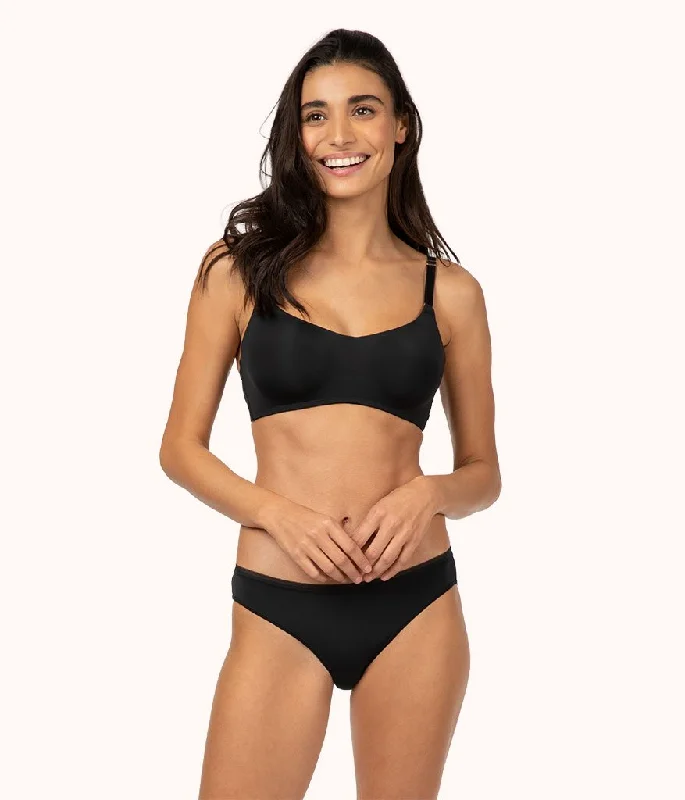 The No-Wire Balconette Bra: Jet Black Adjustable Bra Straps