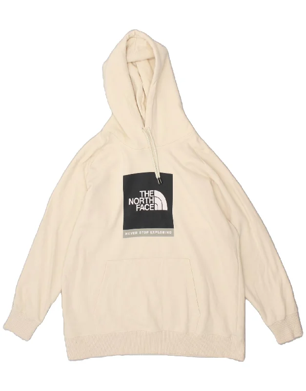 THE NORTH FACE Womens Graphic Hoodie Jumper UK 18 XL Off White Cotton Hoodie with Pocket Utility Practical