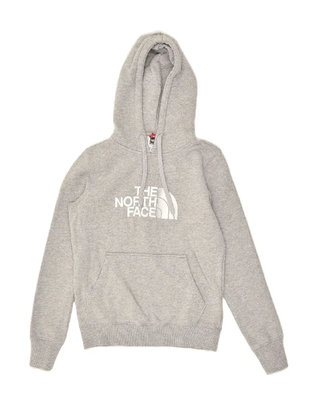 THE NORTH FACE Womens Graphic Hoodie Jumper UK 6 XS Grey Cotton Hoodie with Color Block Contrast Stylish