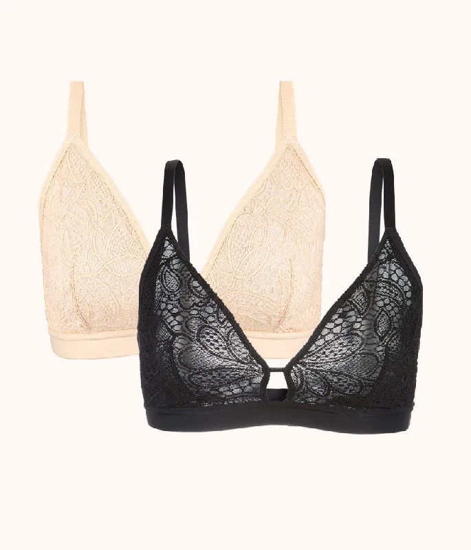 The Palm Lace Busty Bra Bundle: Toasted Almond/Jet Black Soft Mesh Bra