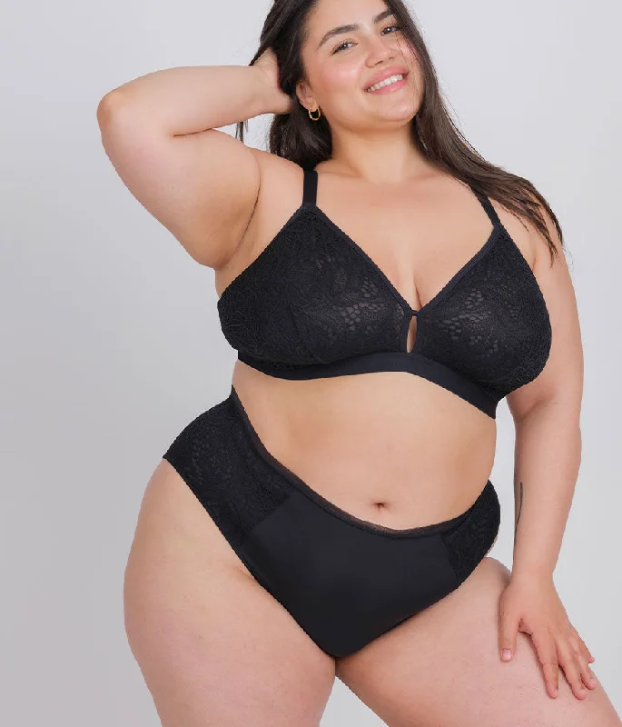 The Palm Lace Busty Bra: Jet Black Feminine Lace Bra