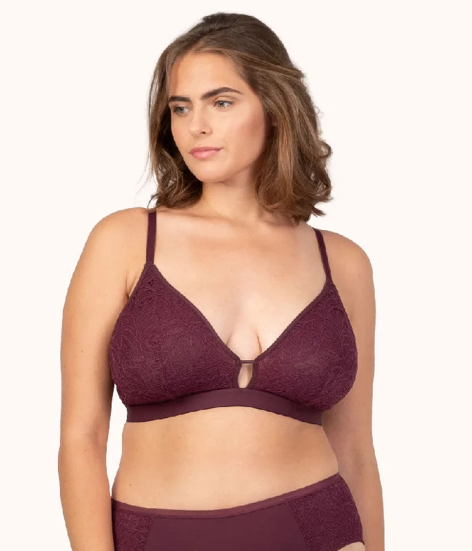 The Palm Lace Busty Bra: Plum Adjustable Fit Bra