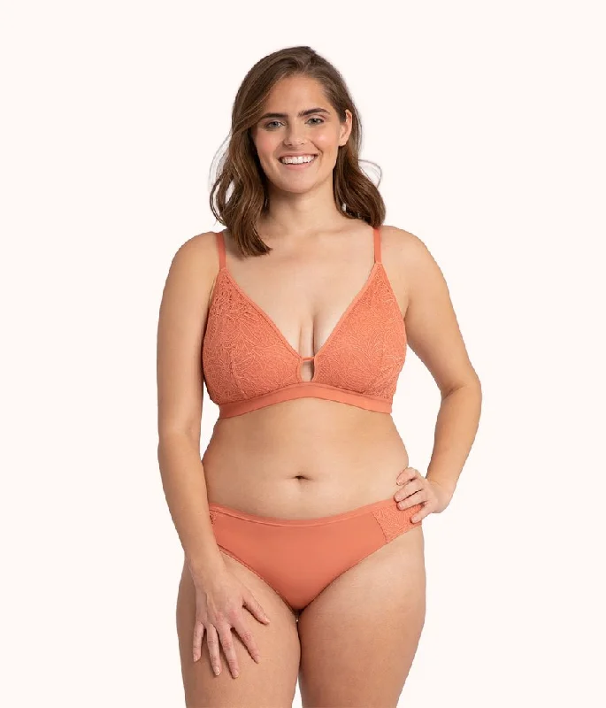 The Palm Lace Busty Bra: Terracotta Stretchy Wireless Bra