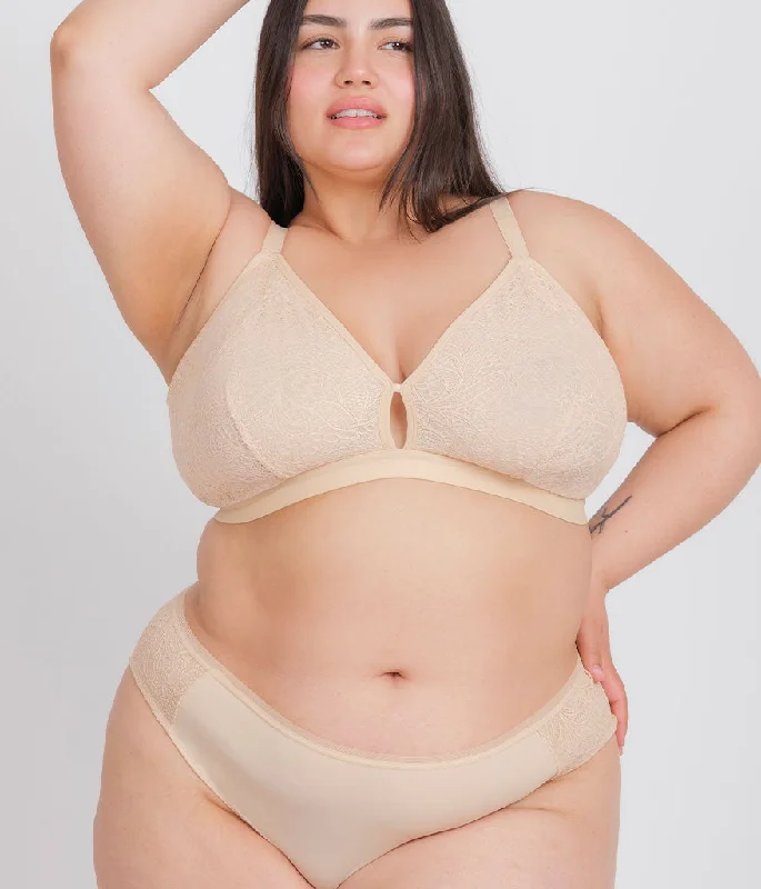 The Palm Lace Busty Bra: Toasted Almond Lace Back Bra