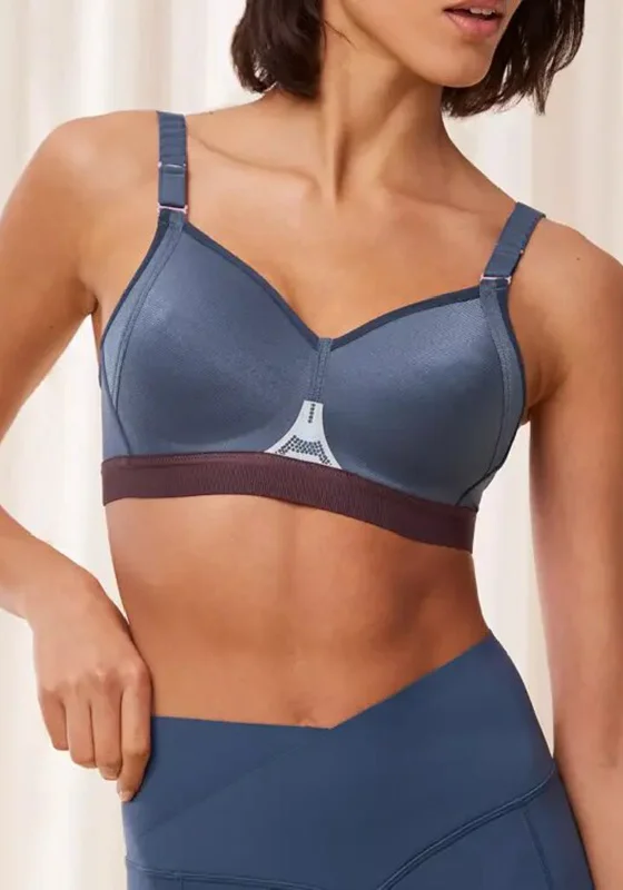 Triaction By Triumph Gravity Lite Sports Bra, Crown Blue Stretchy Wireless Bra