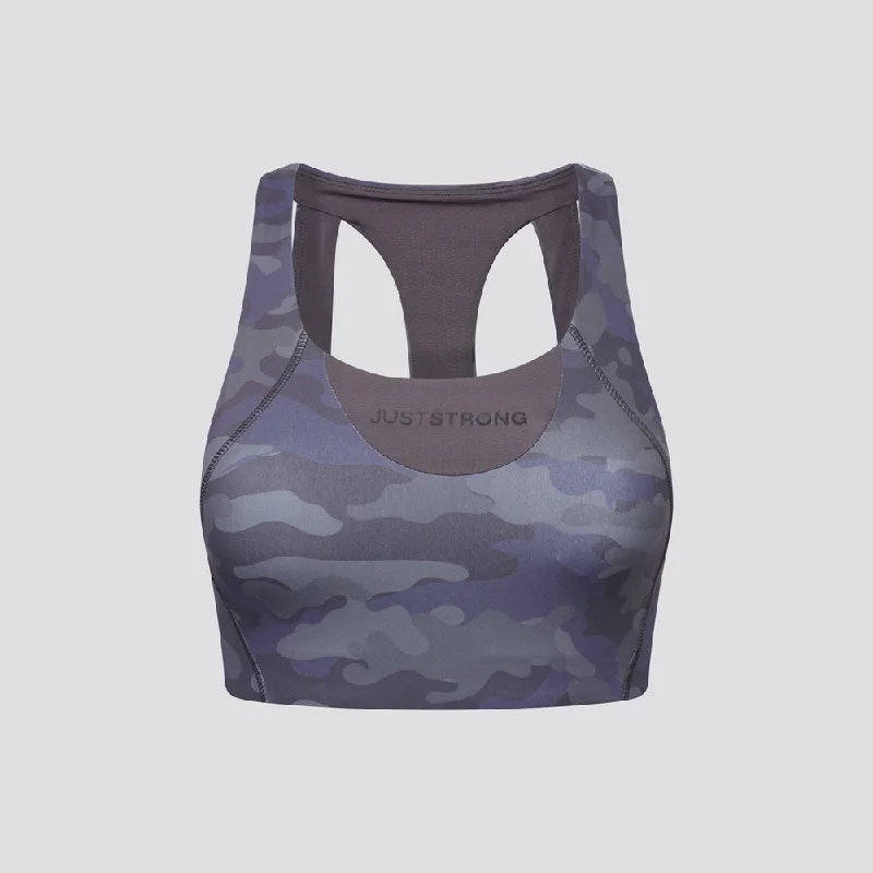 Vertex Camo Multi Strap Sports Bra - Washed Black High Support Sports Bra