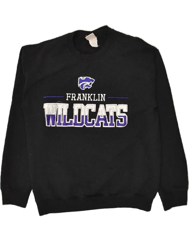 VINTAGE Womens Wildcats Graphic Sweatshirt Jumper UK 12 Medium Black Hoodie with Patch Decorative Personalized