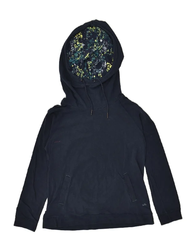 WHITE STUFF Womens Hoodie Jumper UK 12 Medium Navy Blue Cotton Hoodie with Camouflage Military Edgy