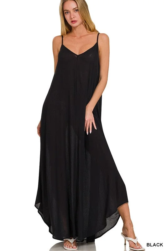 / A Wave Of Beauty Black Crinkle Maxi Dress (Size Small) Fashionable Layered Maxi Dress