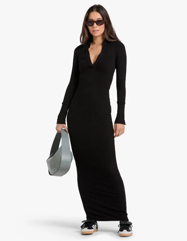 Celine Maxi Dress - Black Classic A-Line Maxi Dress