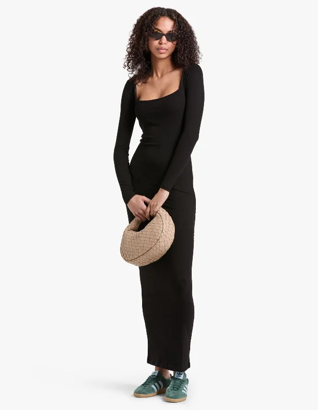 Nina Square Neck Maxi Dress - Black Comfortable Cotton Maxi Dress