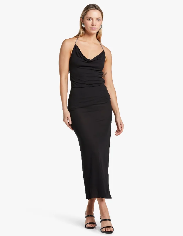 Lexie Cowl Maxi Dress - Black Comfortable Cotton Maxi Dress