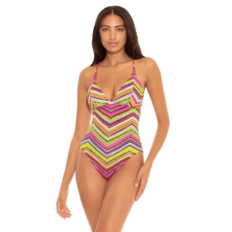 Becca Farah Reversible Multi One Piece Womens Swimsuit High-Cut One-Piece