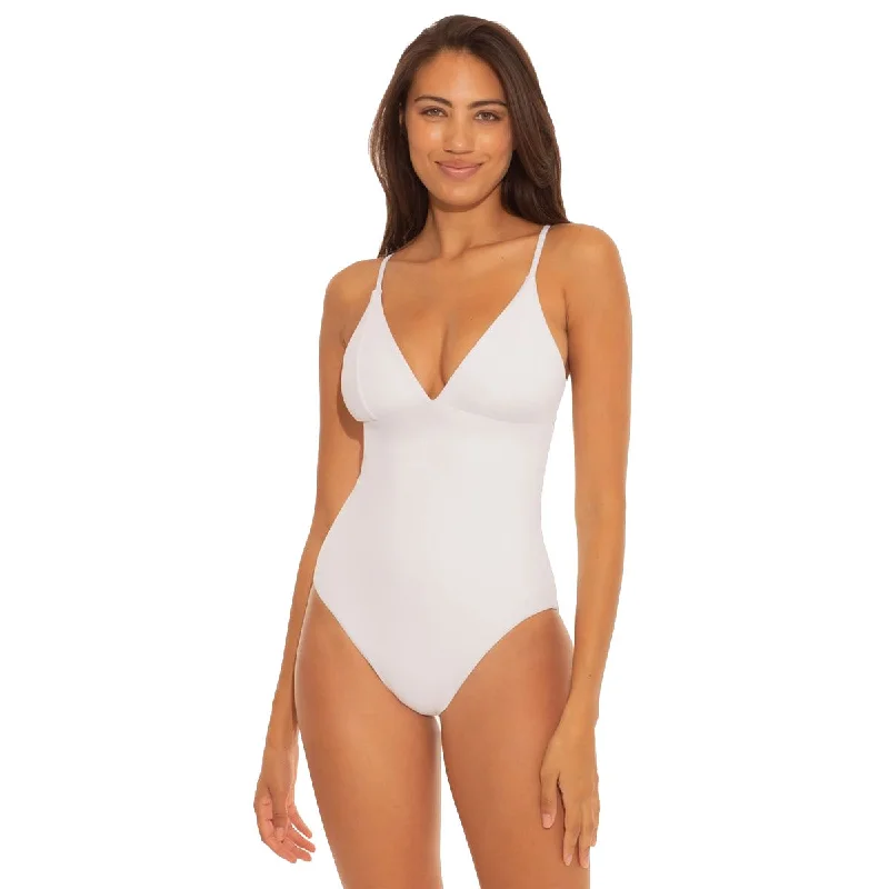 Becca Fine Line Abigail White 1PC Womens Swimsuit Adjustable Strap Swimsuit