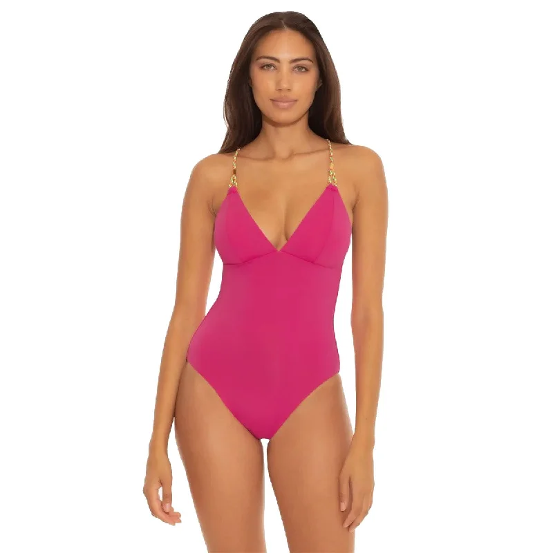 Becca Wrap Around Abigail Reversible Raspberry/Kiwi One Piece Womens Swimuit High-Cut One-Piece