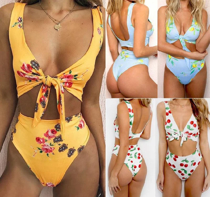 Bikini knotted double-sided swimsuit Strap Bikini Set