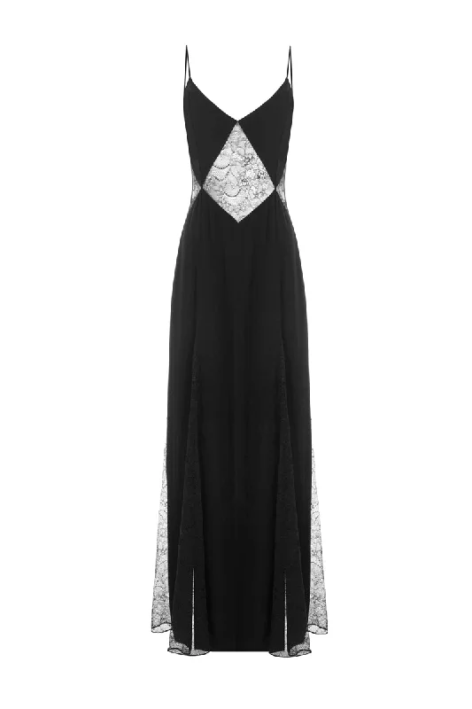 BLACK LACE MAXI DRESS Comfortable Bohemian Maxi Dress