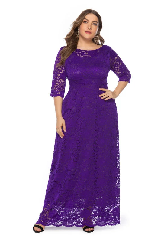 Blue Zone Planet |  Laura's Plus Size Elegant Lace Maxi Dress Stylish A-Line Maxi Dress