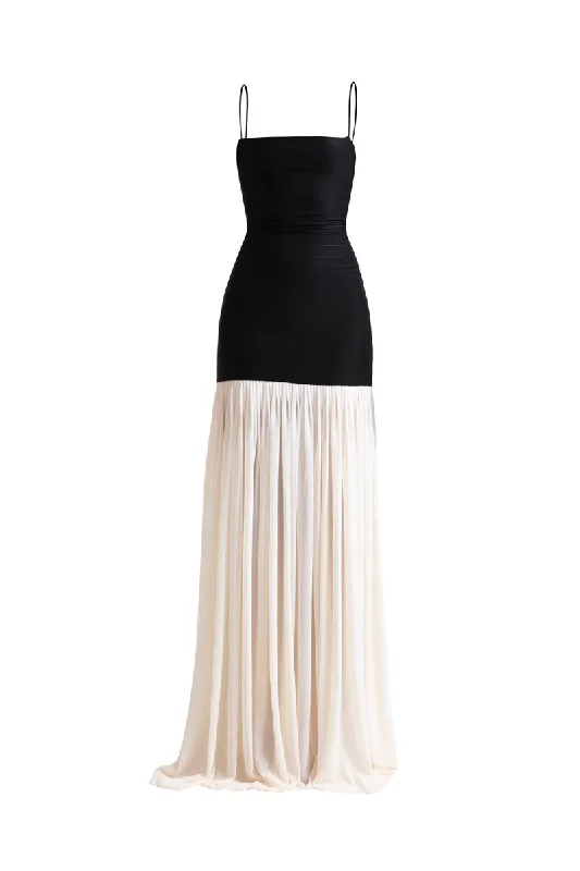 CARA BLACK AND WHITE MAXI DRESS Trendy Maxi Dress with Straps