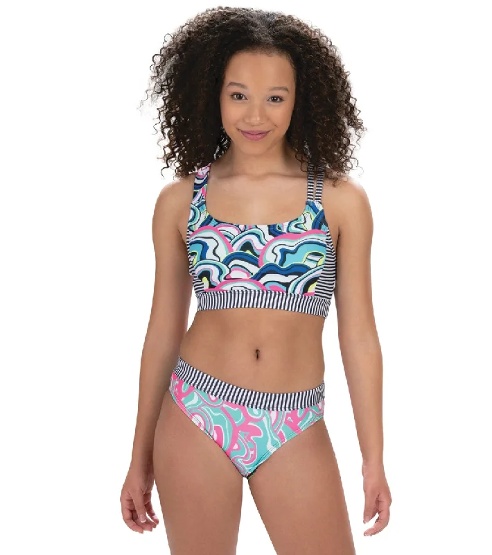 Dolfin Uglies Women's Asymmetrical Two Piece Work Out Swimsuit Off Beat/Ripple Elegant Halter Bikini