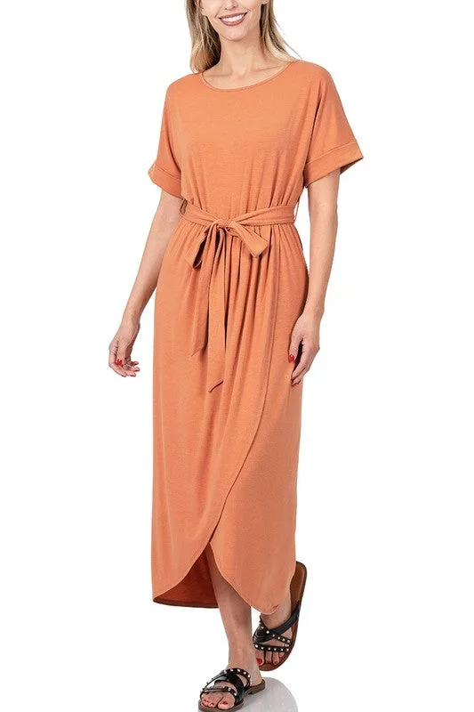 #: Dreamsicle Junction Butter Orange Maxi Dress (Size Large) Stylish One-Shoulder Maxi Dress