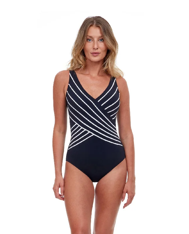 Gottex Embrace V-Neck Surplice One Piece Swimsuit Elegant Halter Bikini