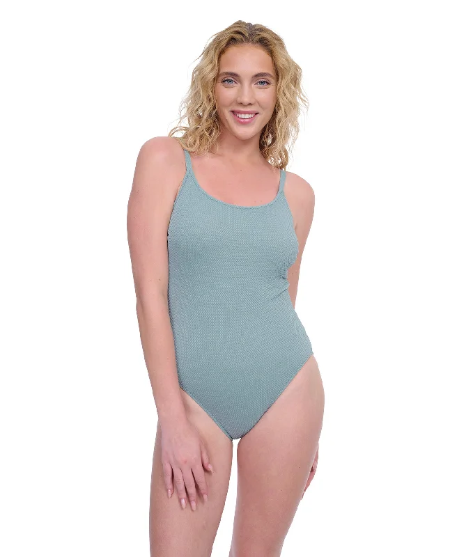 Gottex Exclusive Textured Round Neck One Piece Swimsuit Quick-Dry Swimsuit