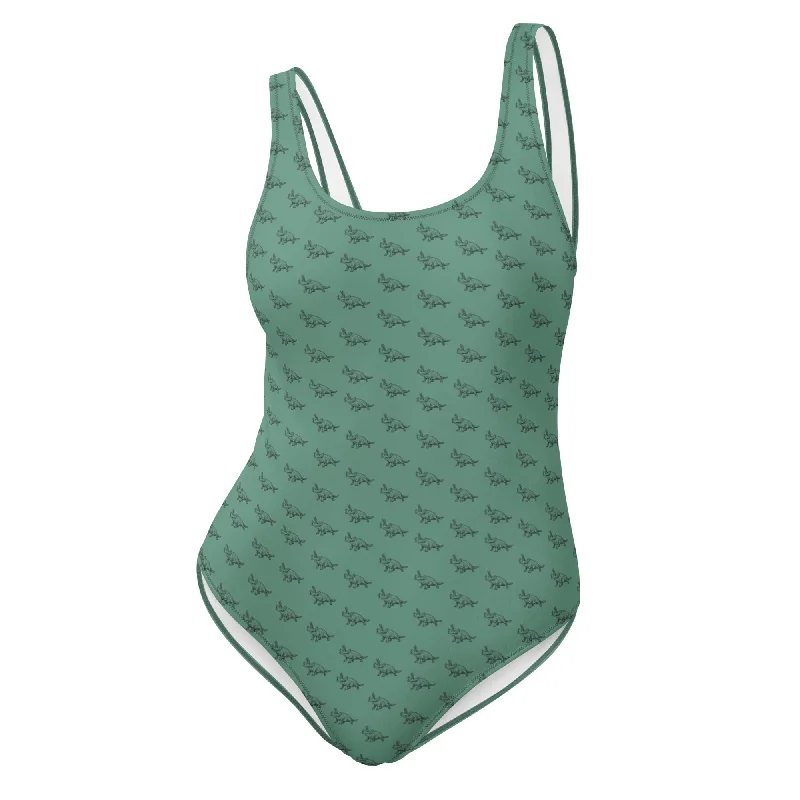 Green Stegosaurus - Women's Dinosaur Swimsuit Adjustable Swim Top