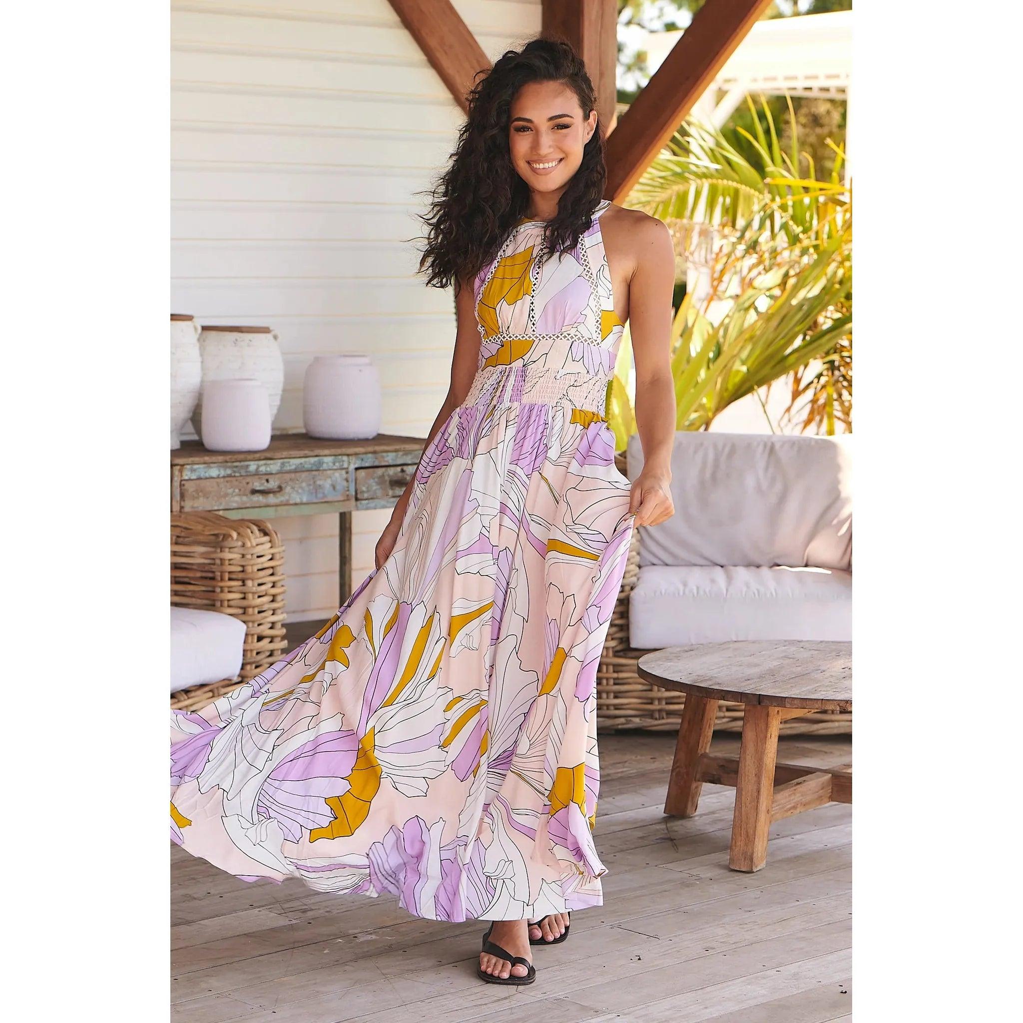 JAASE Endless Summer Lavender Swirl Maxi Dress Comfortable Casual Maxi Dress