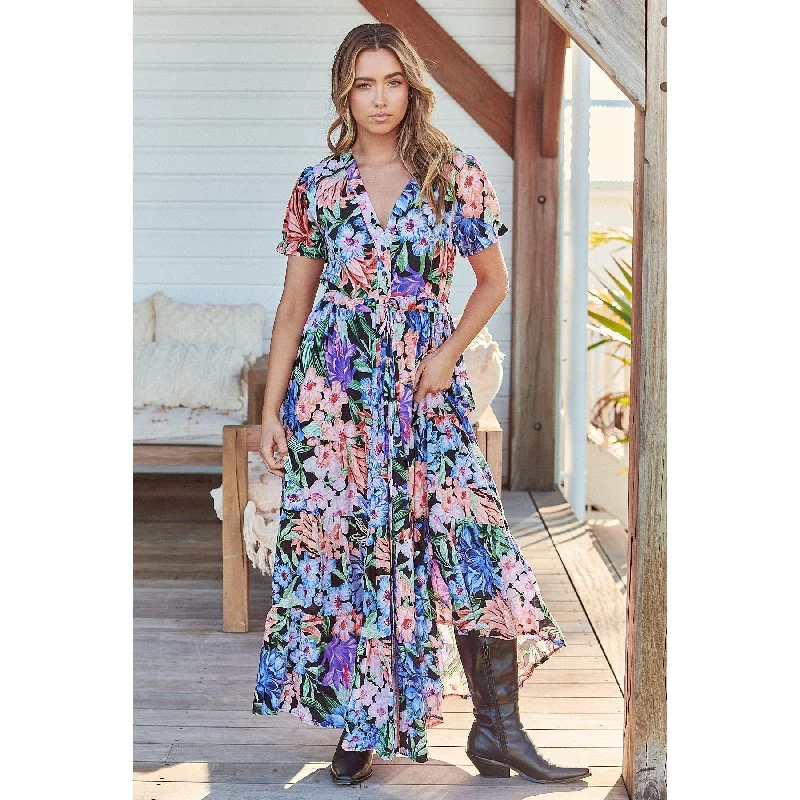 JAASE Midnight Tropics Print June Maxi Dress Trendy A-Line Maxi Dress