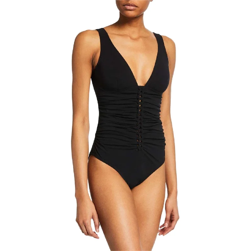 Karla Colletto Joana V-Neck Womens One Piece Swimsuit Elegant Swimsuit Bottoms